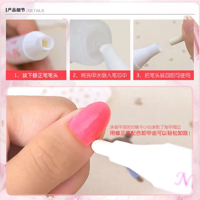Nail Art Corrector Pen Remove Mistakes with 3 Tips Newest Nail Polish Remover Pen Cleaner Erase Manicure