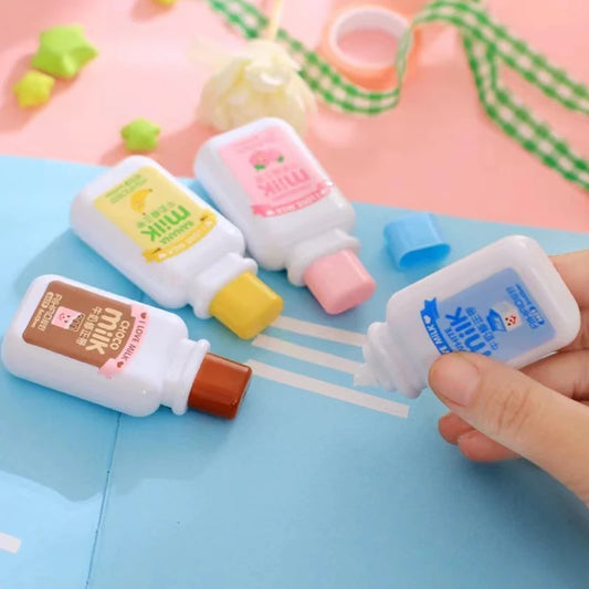 1 PC Milk Bottle Portable Correction Tape ，cute White Corrector , Gift Stationery Student Prize School Office Supply