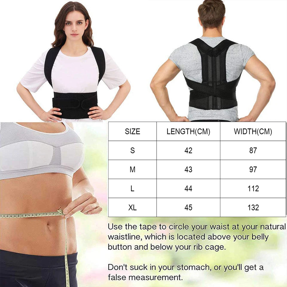 Posture Corrector for Men and Women Brace for Upper and Lower Back Pain Relief Adjustable Lumbar Support Belt Shoulder Straight