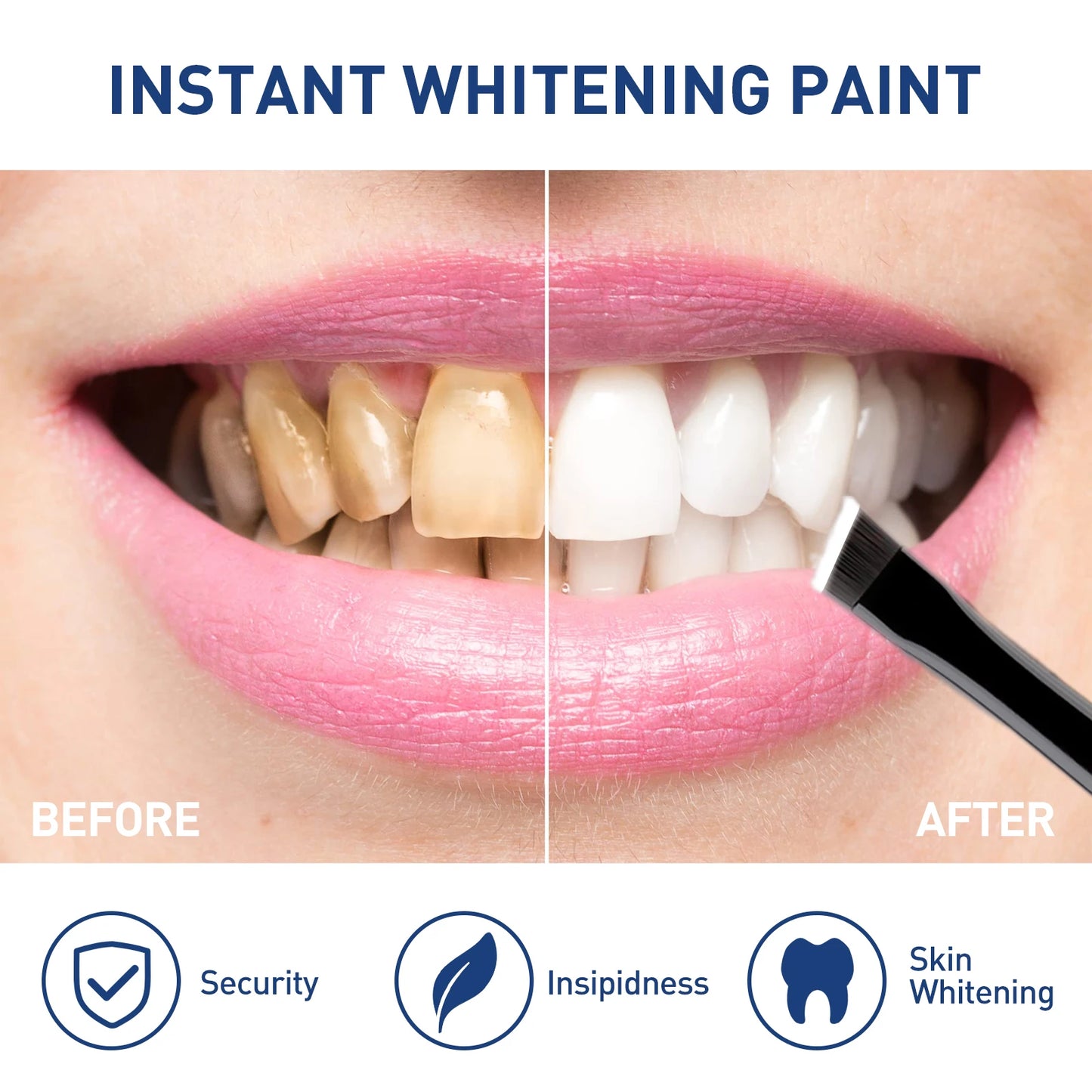 Instant Teeth Whitening Paint 5ml Remove Stains and Yellow Teeth Fast Acting Smile Brightener No Sensitivity Vegan Formula