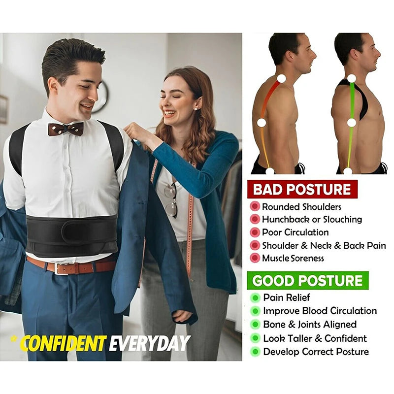 Posture Corrector for Men and Women Brace for Upper and Lower Back Pain Relief Adjustable Lumbar Support Belt Shoulder Straight