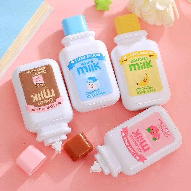 1 PC Milk Bottle Portable Correction Tape ，cute White Corrector , Gift Stationery Student Prize School Office Supply