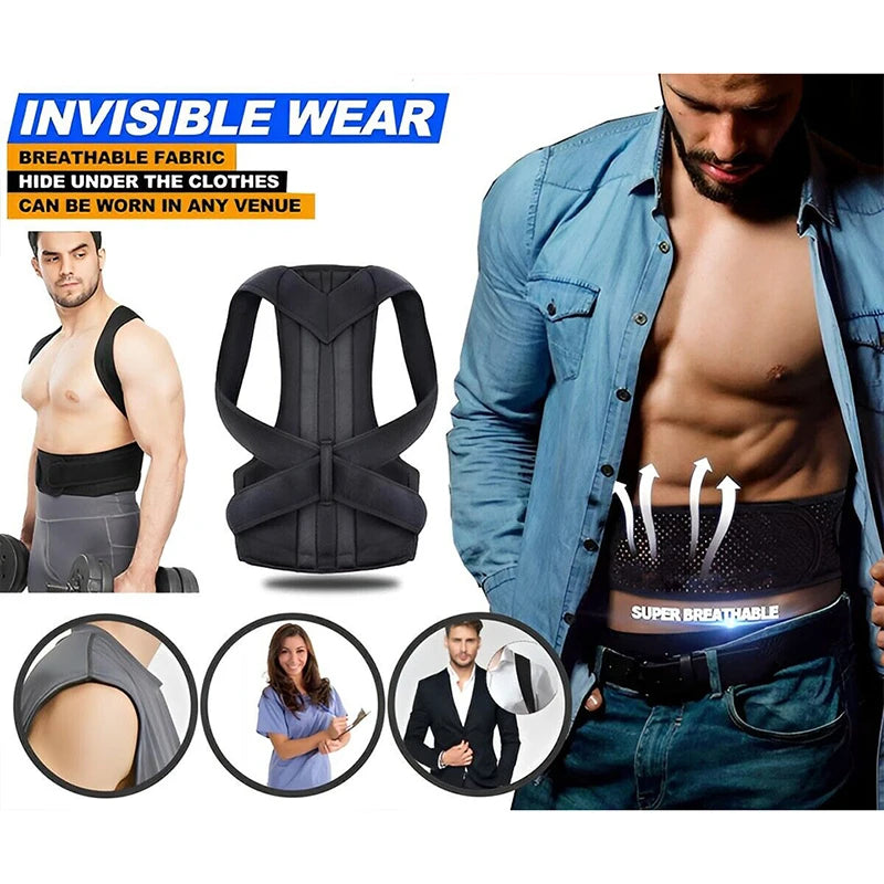 Posture Corrector for Men and Women Brace for Upper and Lower Back Pain Relief Adjustable Lumbar Support Belt Shoulder Straight