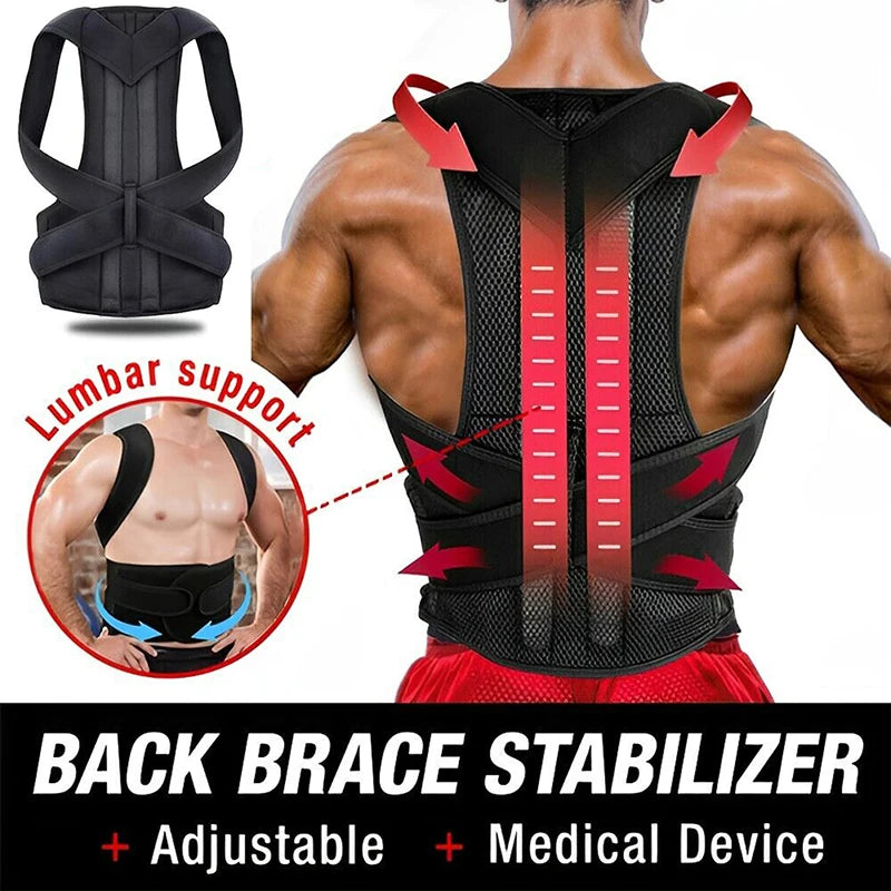 Posture Corrector for Men and Women Brace for Upper and Lower Back Pain Relief Adjustable Lumbar Support Belt Shoulder Straight