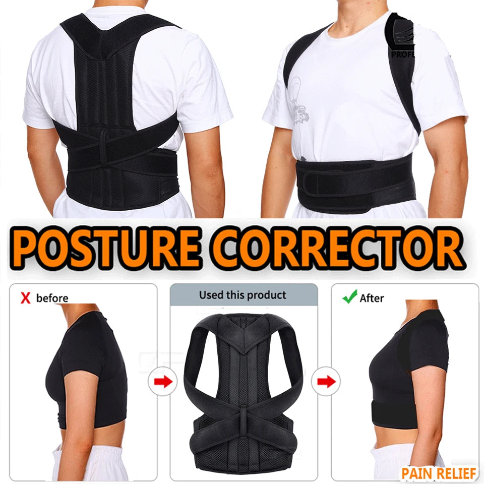 Posture Corrector for Men and Women Brace for Upper and Lower Back Pain Relief Adjustable Lumbar Support Belt Shoulder Straight
